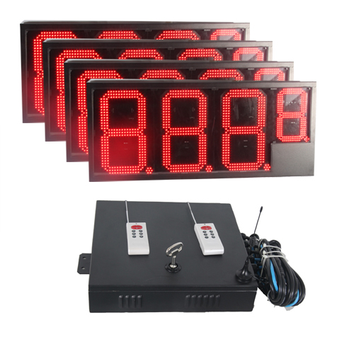 Four Sets 16inch Outdoor 7 Segment LED Display, LED Gas Price Changers Sign with WiFi/RF Control