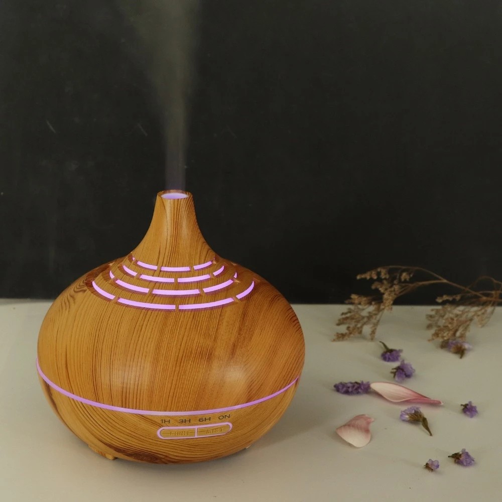 Aroma Essential Oil Diffuser Ultrasonic Air Humidifier with Wood Grain 7 Color