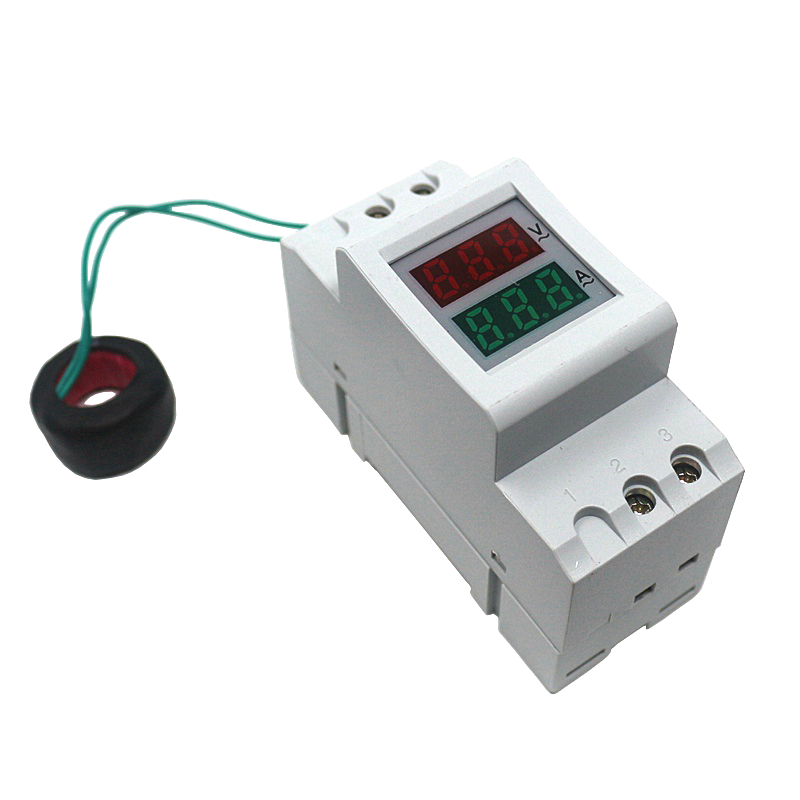 2P Din Rail digital Dual LED Voltage Current Meter Voltmeter Ammeter AC 80-300V  0-100A Tester Tools