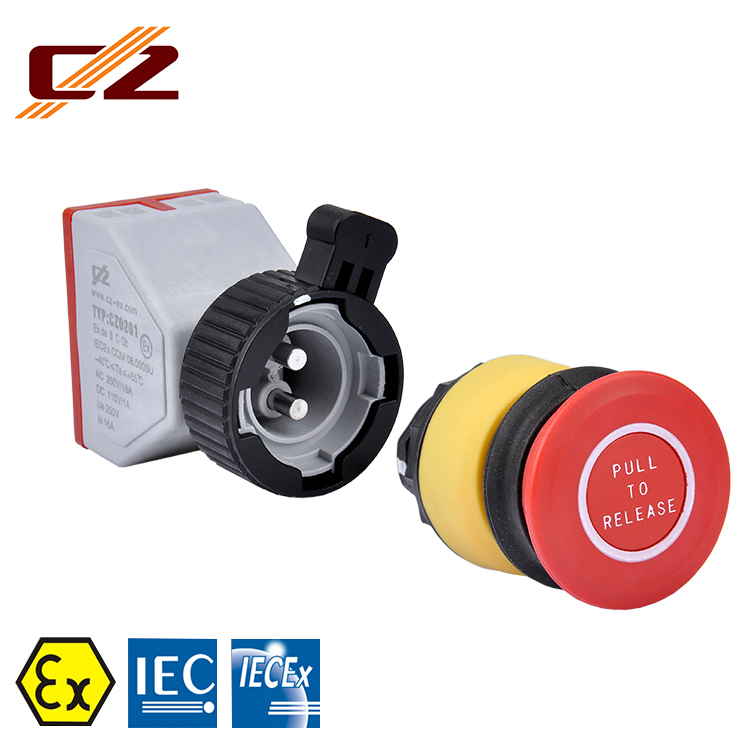 IECEx and ATEX certified Plastic Explosion-proof E-stop Emergency Self-locking Push button