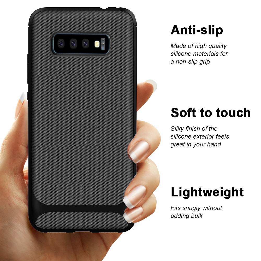Shockproof New Carbon Fiber Silicon Back Cover Phone Case For Samsung galaxy S10