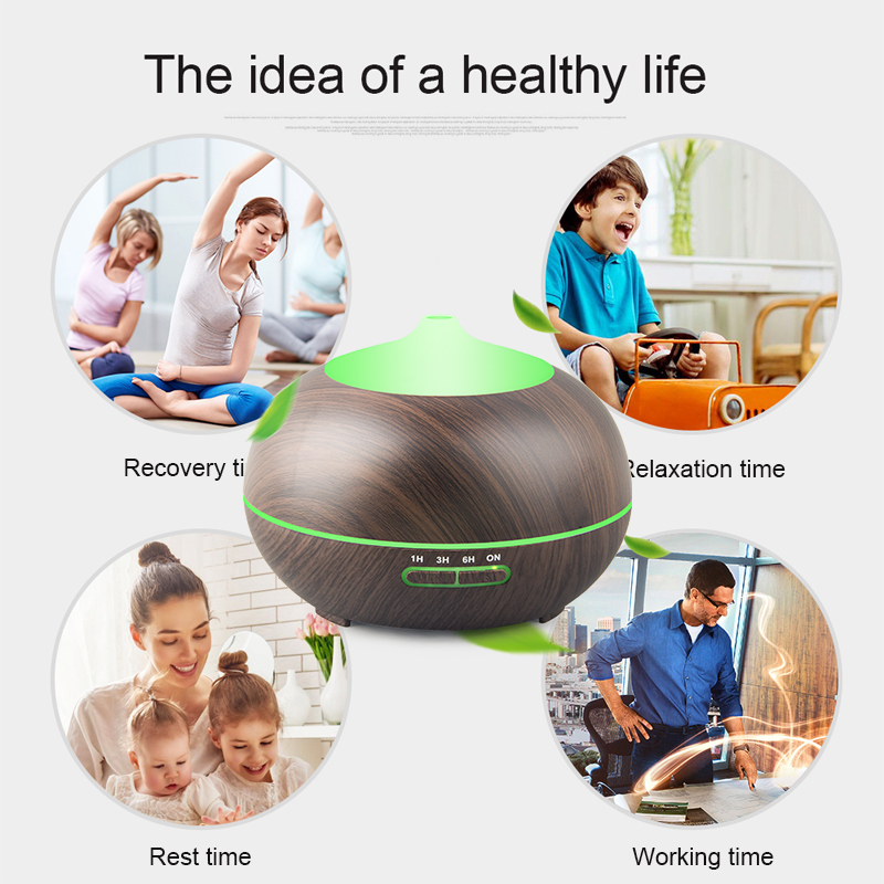 Family application 300 ml Ultrasonic Essential Oils Humidifier with Wooden Design Aroma Diffuse