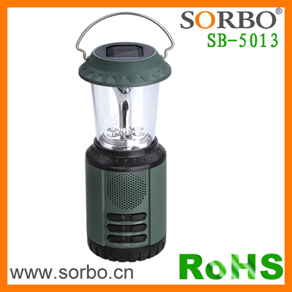 Portable Camping Lantern Hand Crank Solar Power FM Radio with Phone Charger