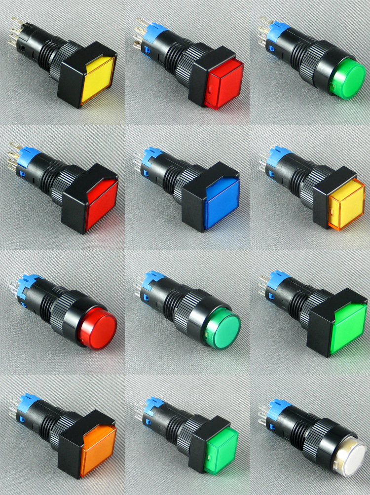 10mm 12mm 16mm led indicator light plastic momentary push button switch