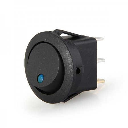 Mini Round Blue LED Rocker Indicator Switch 3 Pin On-Off 12V DC