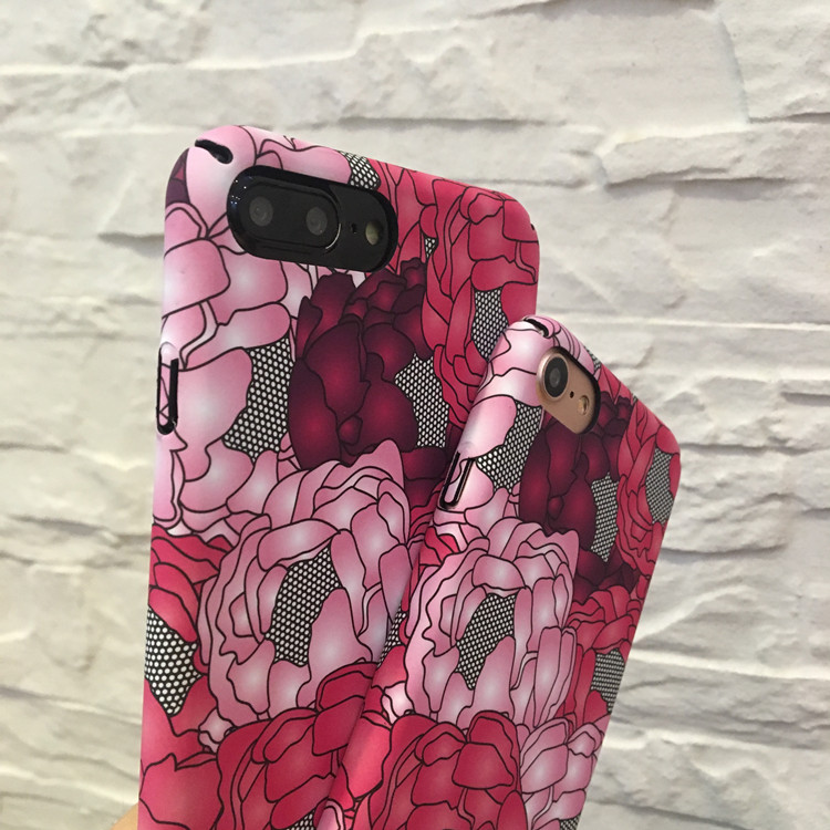 Rose Pink Flower Plastic Mobile Case for iPhone 7 Plus for iPhone 8 Case Floral