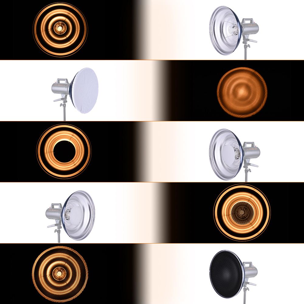 41cm / 16in Waved Beauty Dish Reflector with Honeycomb Soft Cloth Two Reflectors Photography Accessory with Bowens Mount