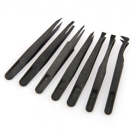 7pcs Non-magnetic Antistatic Curved Straight Flat Tip Tweezer