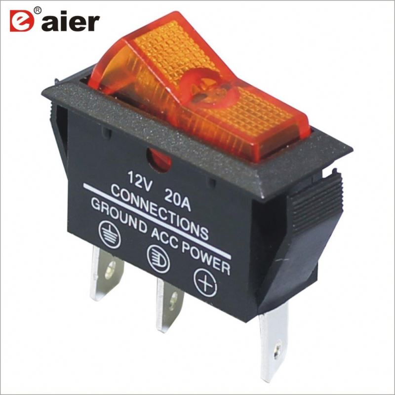 ASW-09D 20A 3 Pin ON OFF 2 Position PCB 12V Car Switches With Lamp