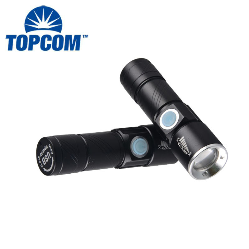 Mini Torch USB Chargeable LED Flashlight Multifunctional Portable Emergency Light