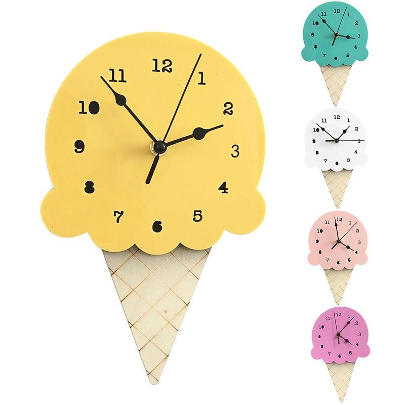 Ice Cream Silent Clock Cartoon New Home Decor Wall Decoration Watch For Home Decor Children's Room Cartoon Ornaments