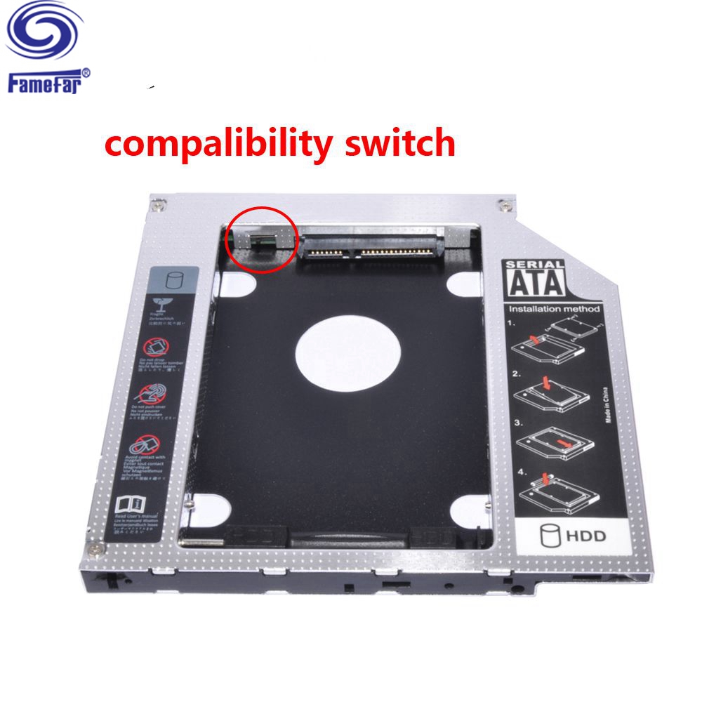2nd HDD Caddy 12.7mm Universal hard disk with switch SATA To 2.5 SSD Case