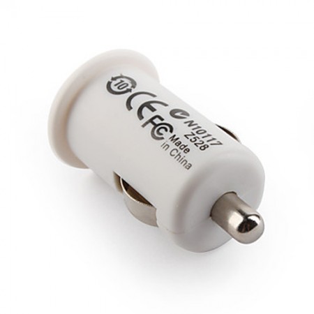 High Quality 1000mA USB Car Charging Adapter for iPhone 4 White (5V-1A)