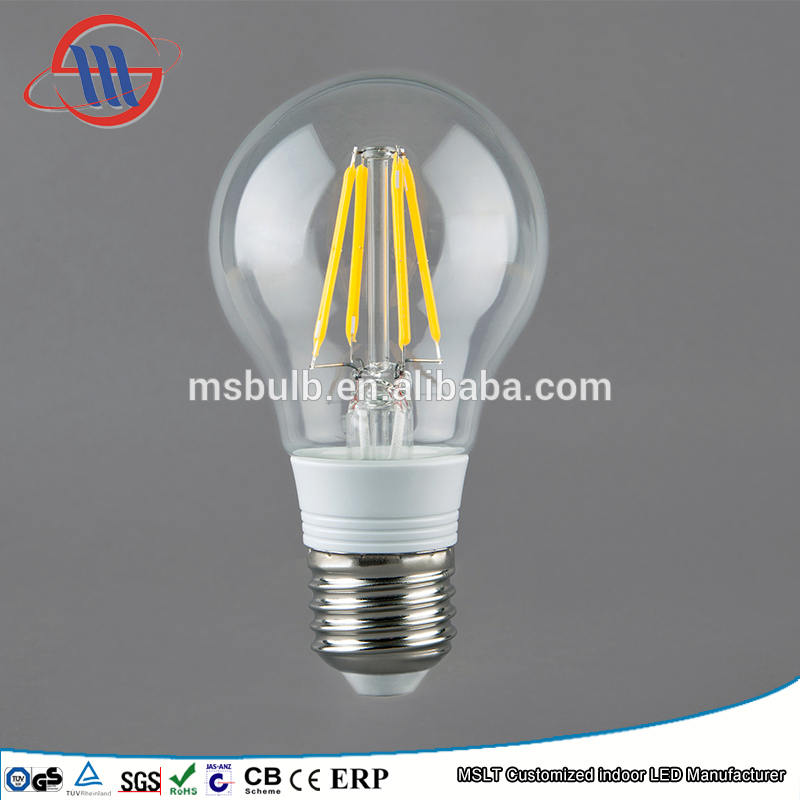 Haining Mingshuai Vintage led filament bulb A60 with plastic light source 8w E27 85-265V Dimmable led bulb