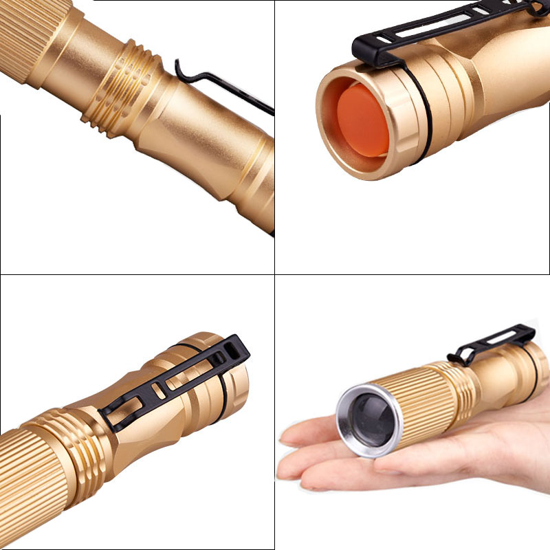 Powerful Mini Flashlight Zoomable Flashlight Super Bright Pocket-sized Torch with Clip