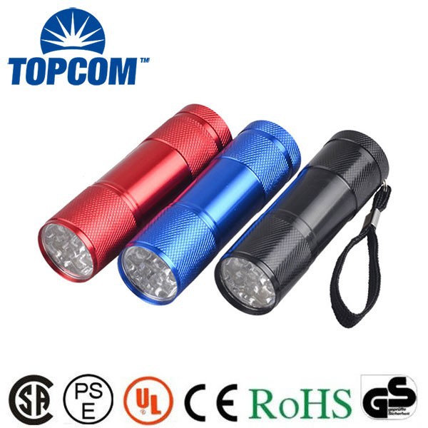 Cheap Dry Battery Customized Pocket Mini  9 Led Aluminum Flashlight