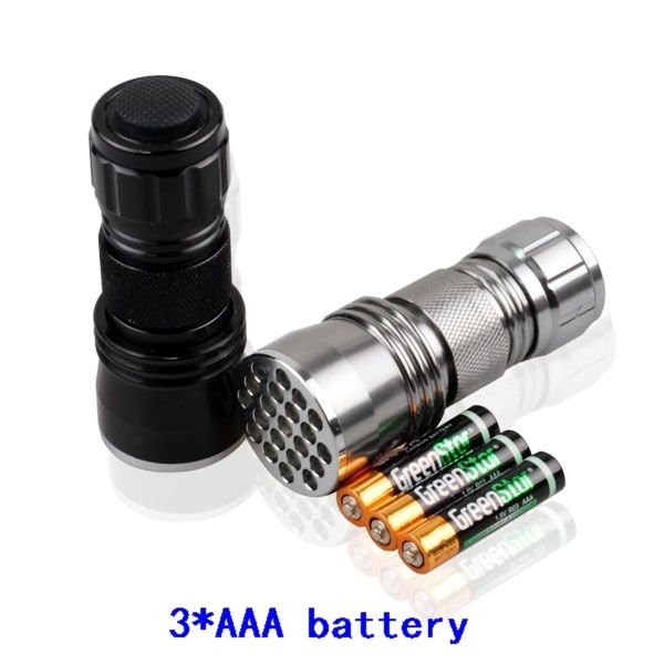 Mini Portable 3W 395nm 21 Led Aluminum Alloy Black Light UV Flashlight Urine Detector