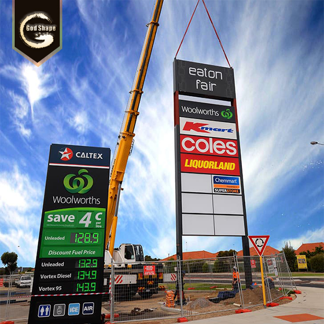 Hot sale signage free standing pylon sign gas station large led signboard