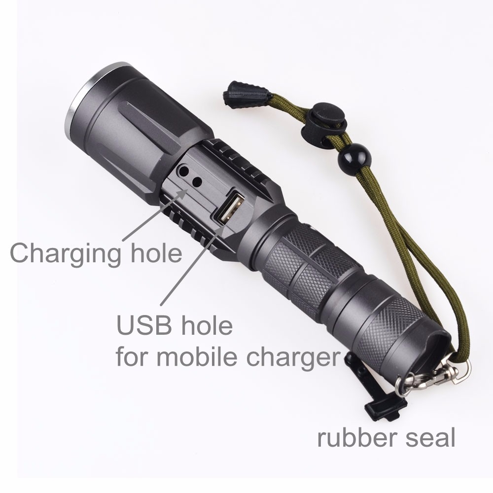 High Quality Waterproof Zoomable XML-L2 LED USB Torch Flashlight Rechargeable