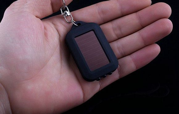 MINI 3 LED ABS Solar Power Rechargeable UV Flashlight Keychain
