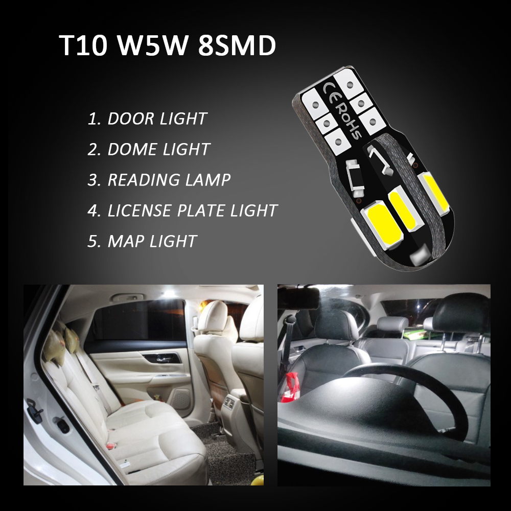 high quality auto 8smd t10 5630 t10 led bulb w5w  light bulb