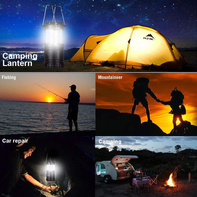 Ningbo battery operated Portable 3COB Collapsible with Magnetic Base LED camping lantern for Outdoor Hiking Fishing camping