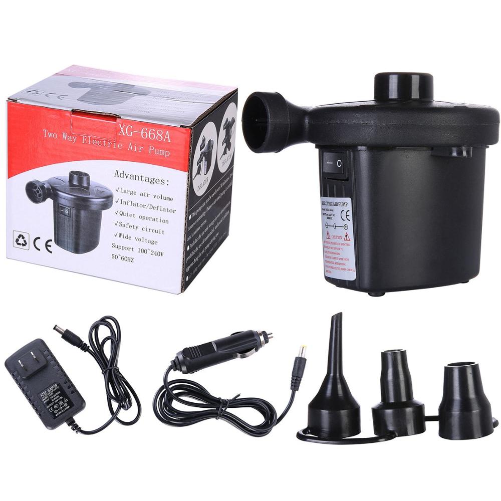 US Plug Electric Air Pump DC12V/AC110V Inflate Deflate Pumps Car Inflator Electropump with 3 Nozzles