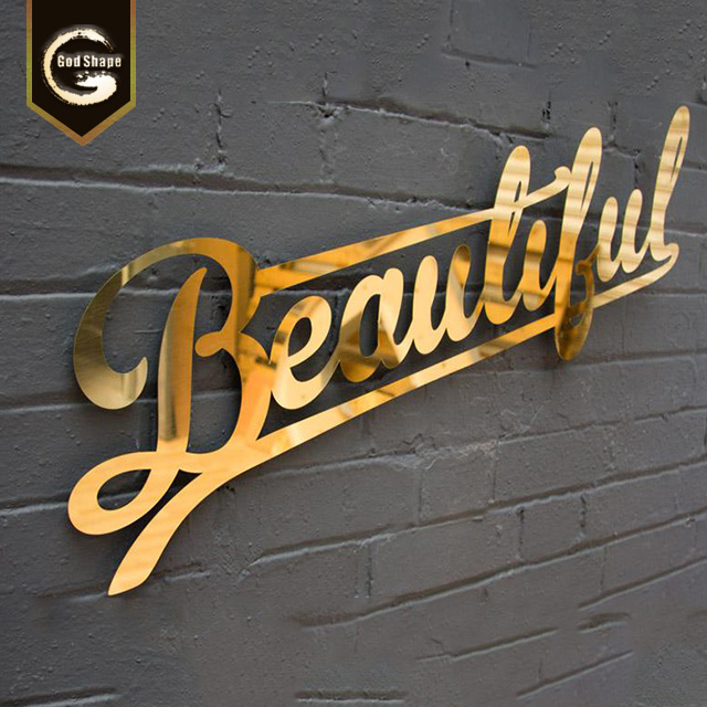 Stainless Steel Factory Non-illuminated Golden Yellow 3D Laser Cut Letter Alphabet Number Signs