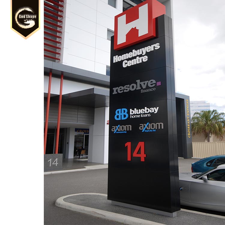 GS outdoor High quality metal and acryliy pylon sign led light box and letters box