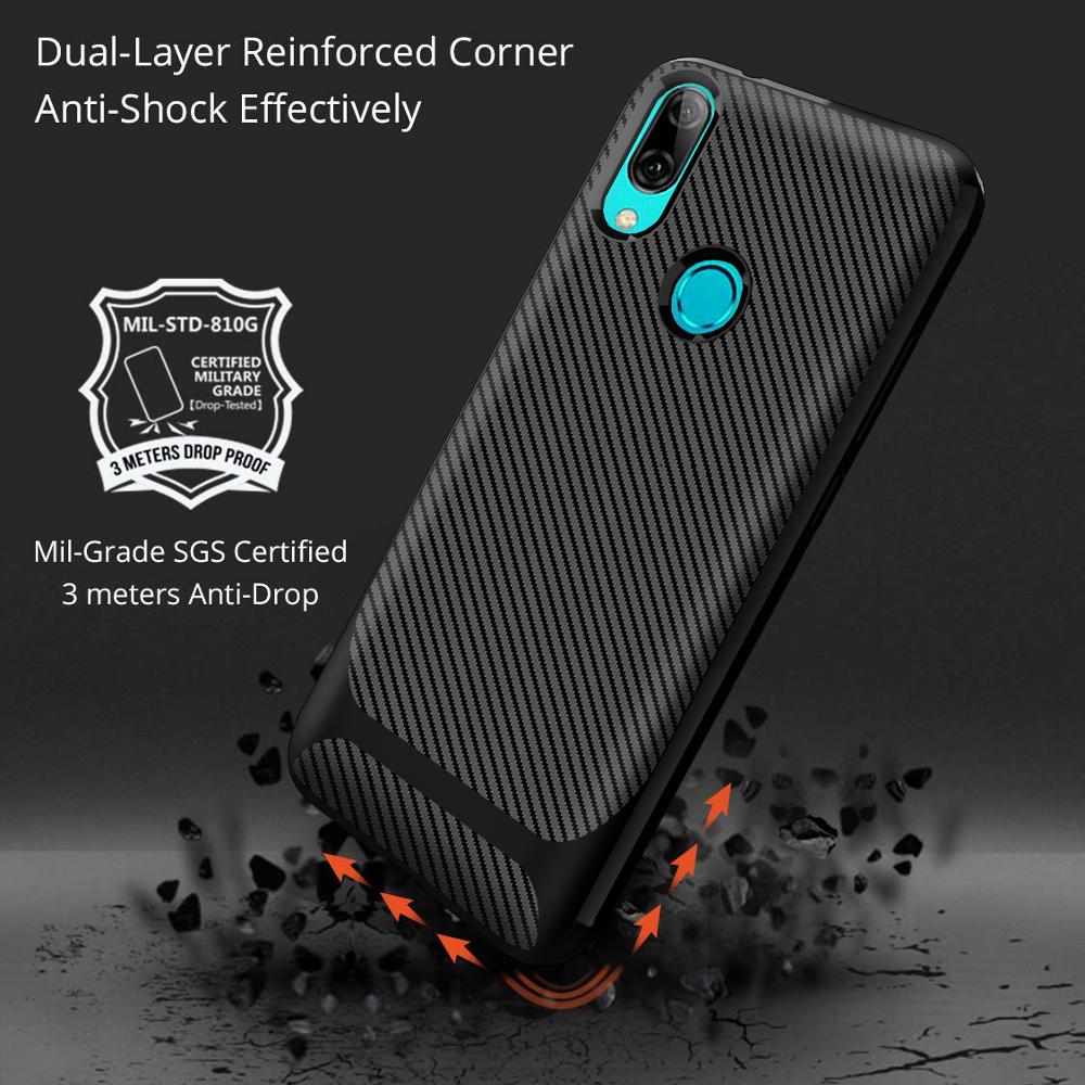 2019 New arrival Silicone carbon fiber phone case for Huawei P Smart 2019 back cover