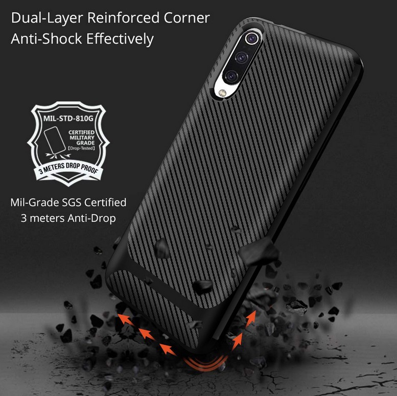 Carbon Fiber Back Cover For Oppo F11 Black TPU Phone Case