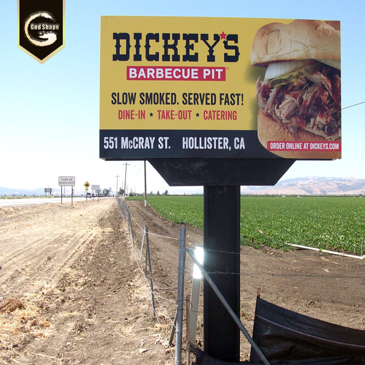 Unipole Big panel stainless steel metal advertising highway roadside billboard