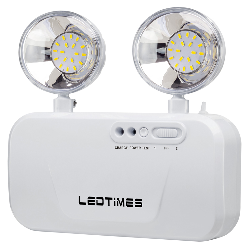 3000LM LED Twin heads 30W Rechargeable Fire Emergency Light with test button