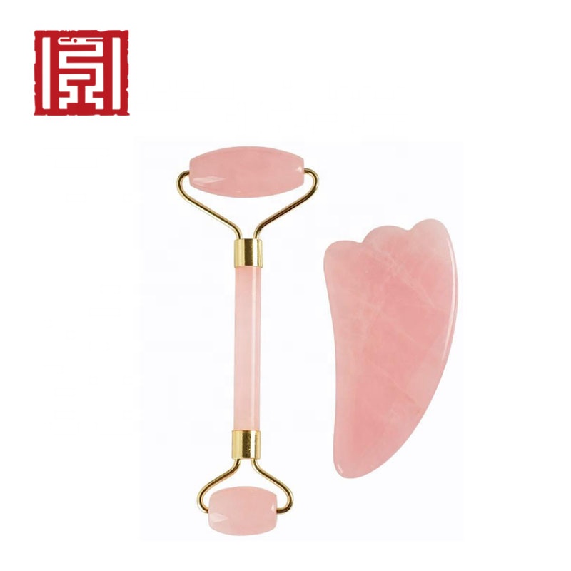 100% Natural rose quartz jade gua sha scraping massage tool