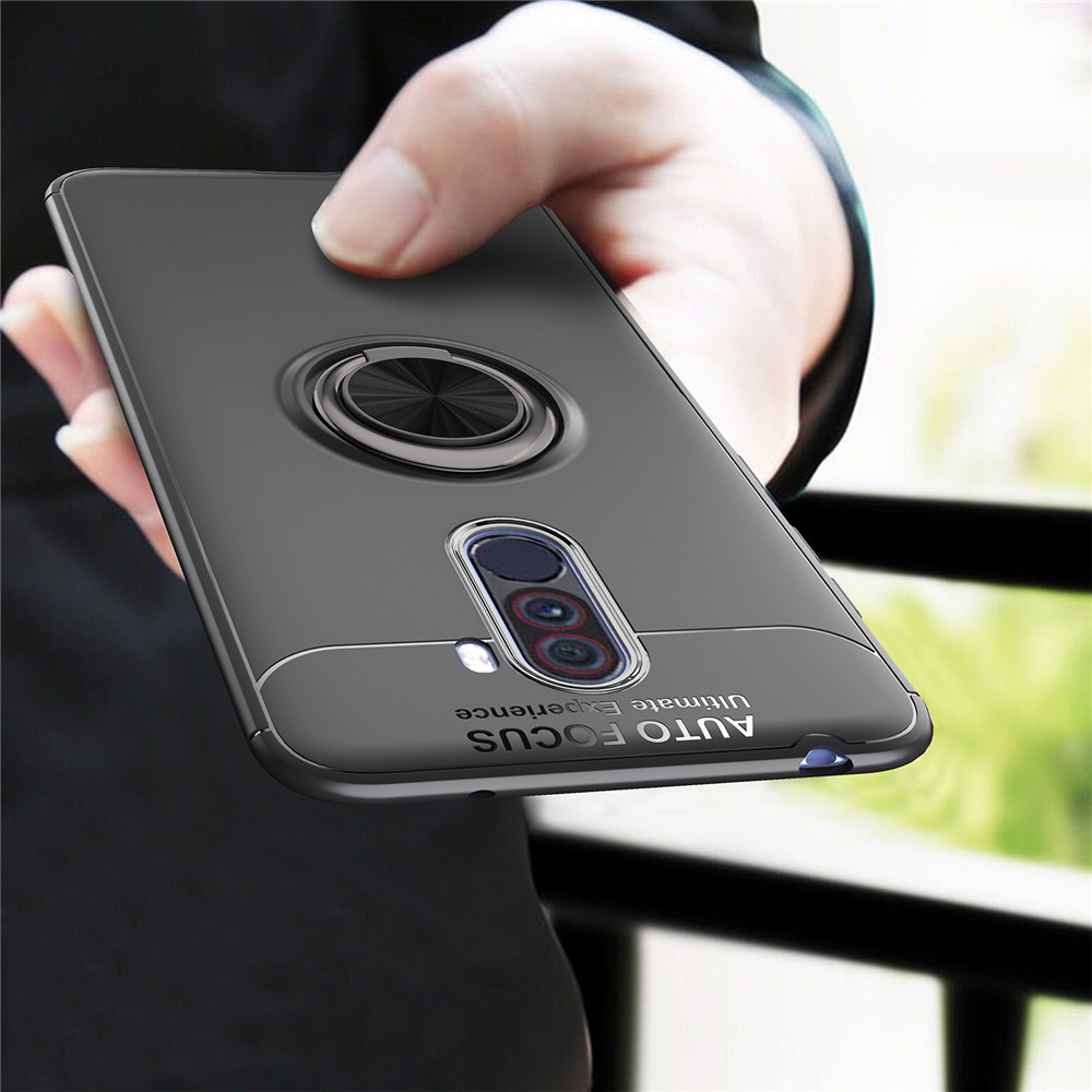 2019 hot sell TPU Shockproof phone Case for Xiaomi pocophone F1 Metal Ring Bracket Back Cover