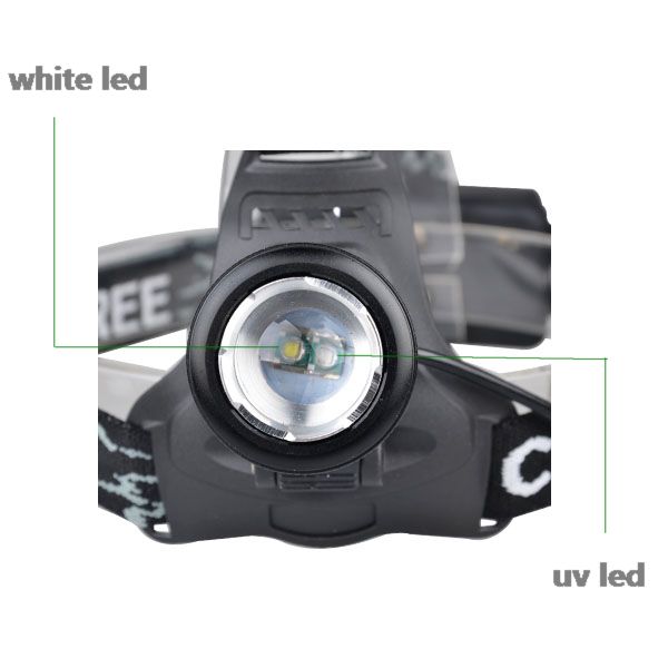 TOPPOM 10W UV LED Output Headlamp Rechargeable Zoom White And UV Headlamp
