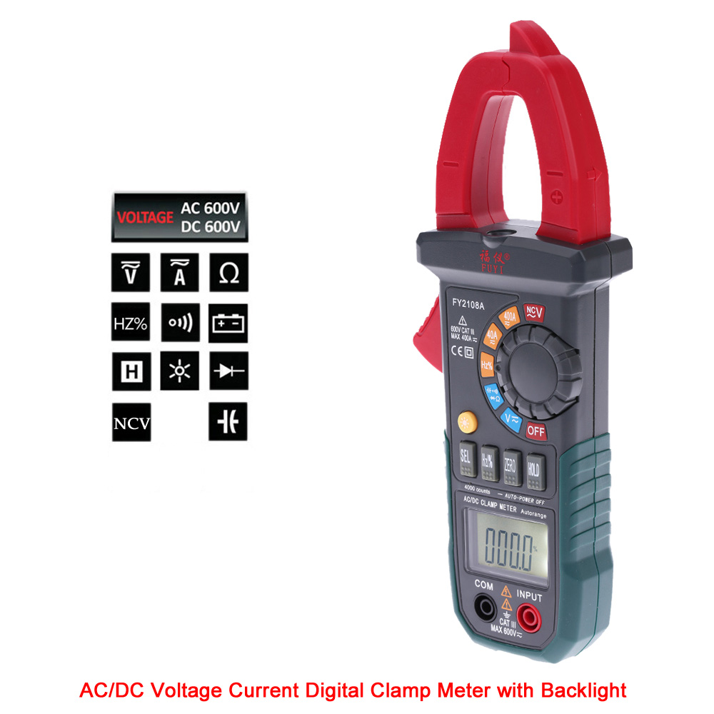 Digital LCD Clamp Meter Multimeter AC/DC Voltage Current Resistance Capacitance Frequency Duty Ratio Continuity NCV Measuring