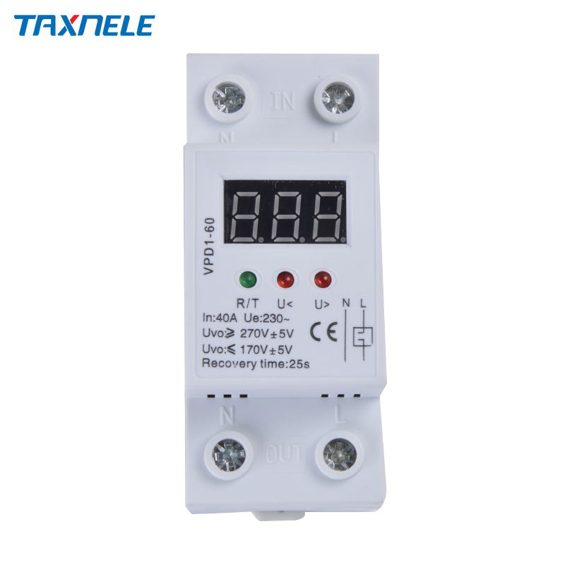 VPD1 40A 220V reconnect Under And Over Voltage Protection protective device relay voltage monitor, Self-resetting Protection