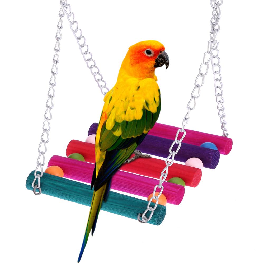 Bird parrot wood stand climbing ladder toy parrot swing toys parrot Cockatiel lovebirds Swing Ladder Cage Hammock Hanging Toy