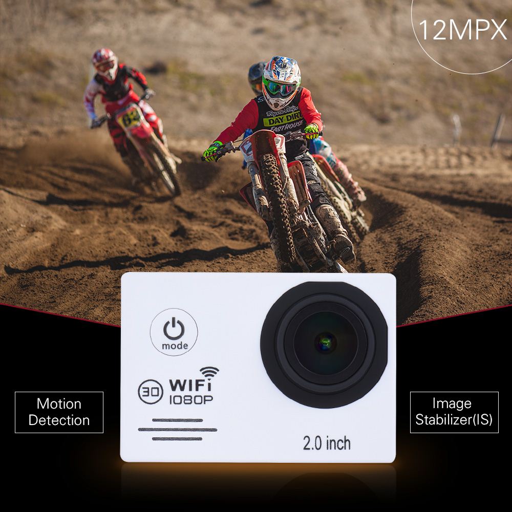 WiFi Action Camera 1080P 30fps Full HD 12MP Mini Camcorder Waterproof 2.0 LCD 150 Degree Angle Lens Anti-shake Sports DV Cam