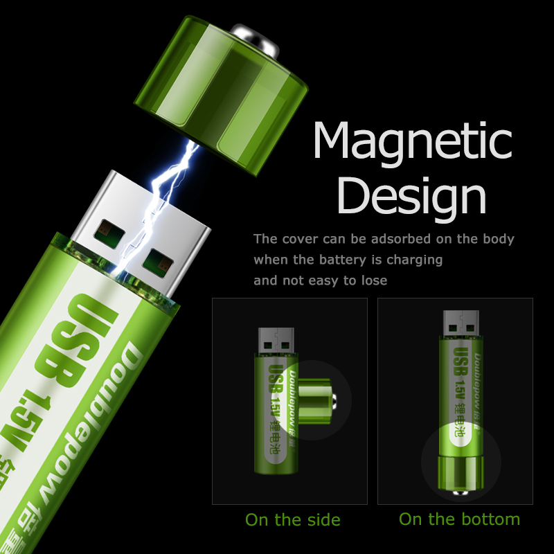 New Design Magnetic USB Charging R6 Size AA 1.5V Rechargeable Lithium ion Cell Battery for Electronics and Toys
