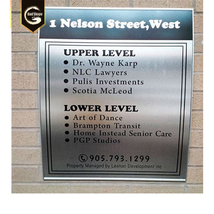 GS custom made wall mounted Directory aluminum sign board indoor business building signs