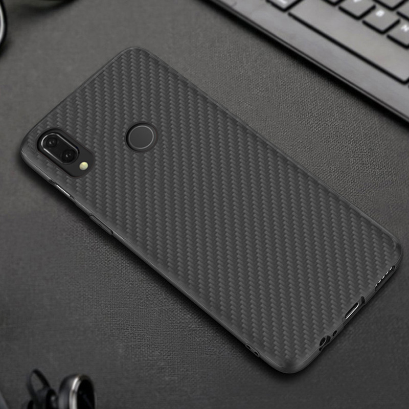 Matte Finish Carbon Fiber Textured Light Thin Shock Absorbing Bumper Skin hard case for Xiaomi mi play