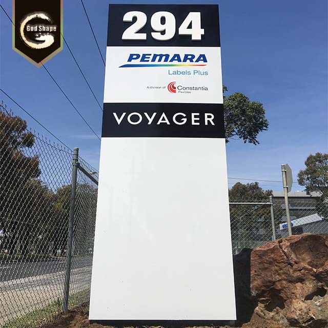 Outdoor aluminium pylon sign illuminated led sign board advertising signage
