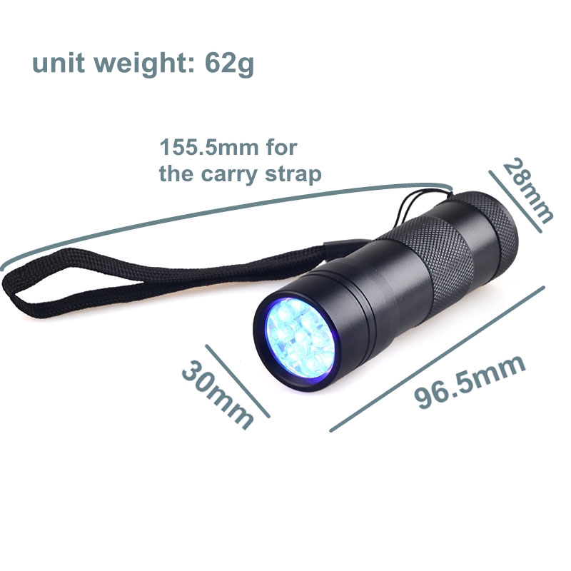 12 LED Black Light Flashlight Pet Urine UV Light with Protective Glasses