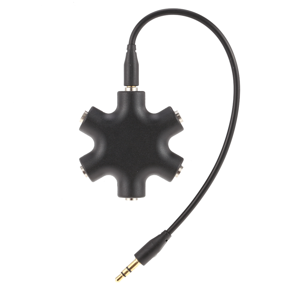 3.5mm 6 Ports Multi Headphone Headset Earphone Splitter Adapter 1 to 5 Way Hub withConnector Cord Cable for MP3/MP4/Mobile Phone