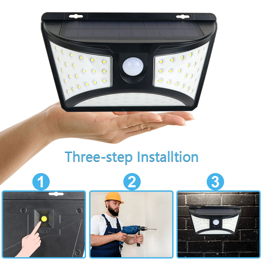 68 LED Solar Garden Lights Outdoor With 270 Degree Wide Angle Waterproof PIR Motion Sensor Security Light