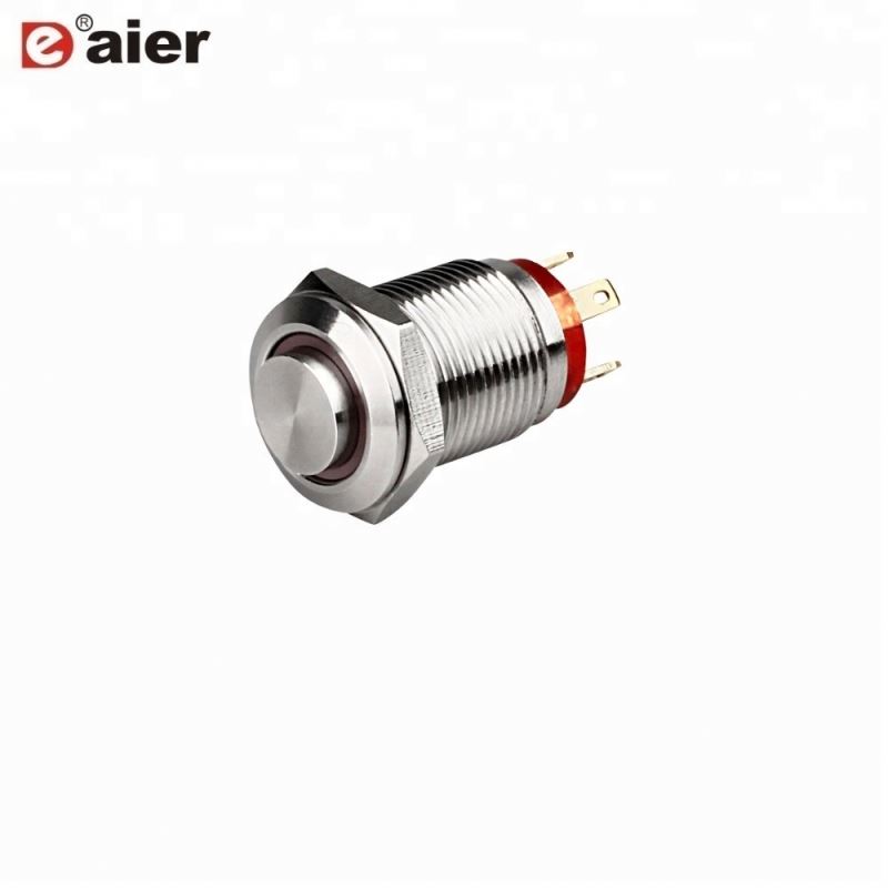 High Round Button SPST 4Pin Soldering Terminal Momentary Ring Illuminate Waterproof Metal 12MM Switch