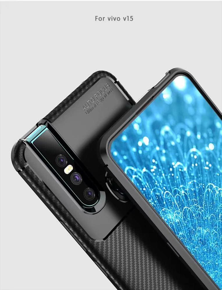 Carbon Fiber 360 Protective phone case For Vivo V15 TPU Silicone back cover case