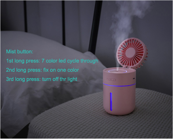 Battery Operated USB Handheld Humidiifer with Mini Fan, Portable Cute Mist Cooler